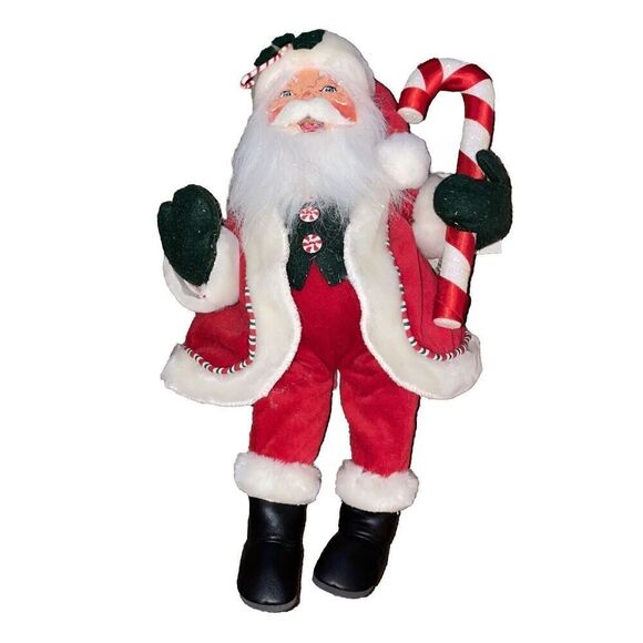 2005 Annalee Mobilitee Handcrafted Santa Doll Red White w/ Candy Cane 15" NWT - Picture 1 of 4